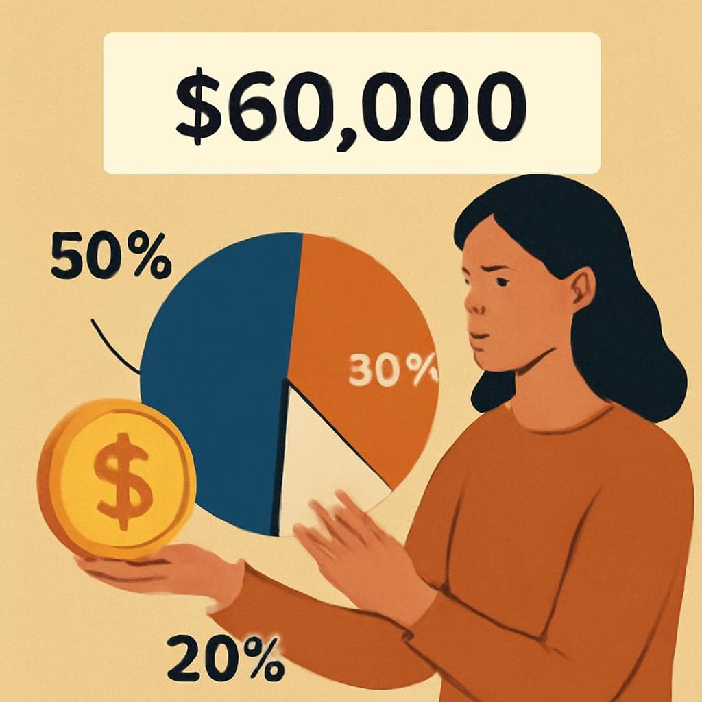 If your salary is $60,000 and you follow the 50/30/20 rule, how much goes to savings?